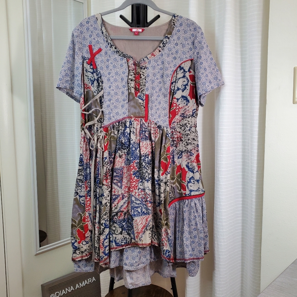 Joe Browns Multi Print Patchwork Look Cotton Dress US size 14